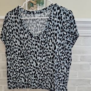 LOFT Vintage Soft Black and White Patterned Top